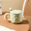 Simple Ceramic Mug with Lid and Spoon