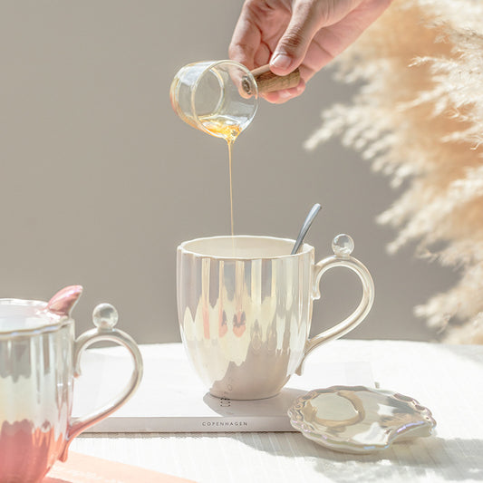 Ceramic Mug with Lid and Spoon