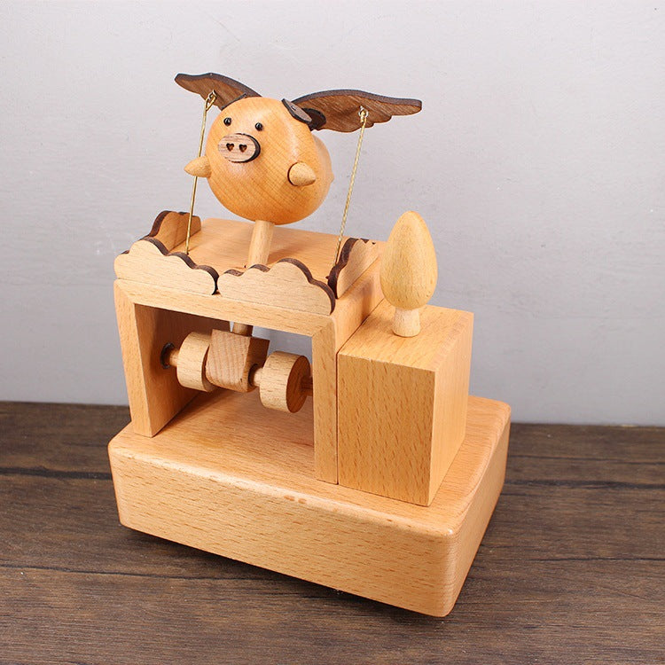 Little Flying Pig - Wooden Handmade Music Box