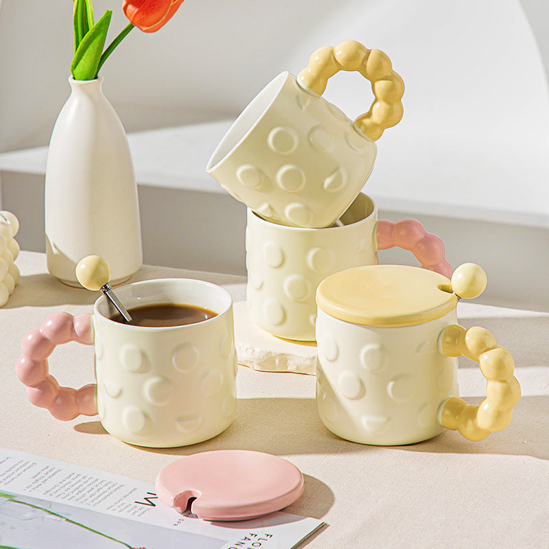 Creative Ceramic Mug with Lid and Spoon