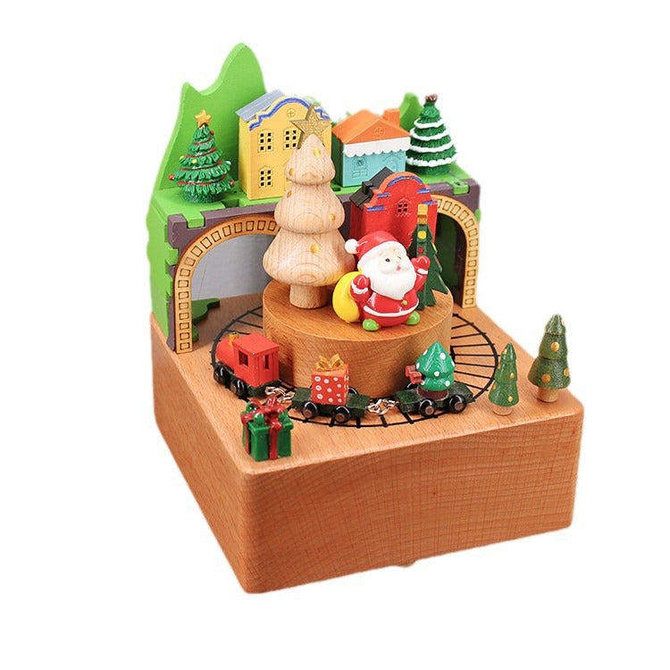 Santa Claus In Forest - Christmas Wooden Handmade Music Box