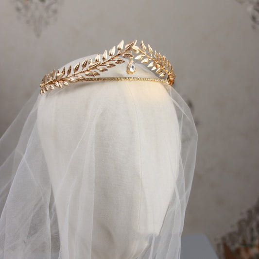 Vintage Gold Leaf Baroque Tiara - HO1