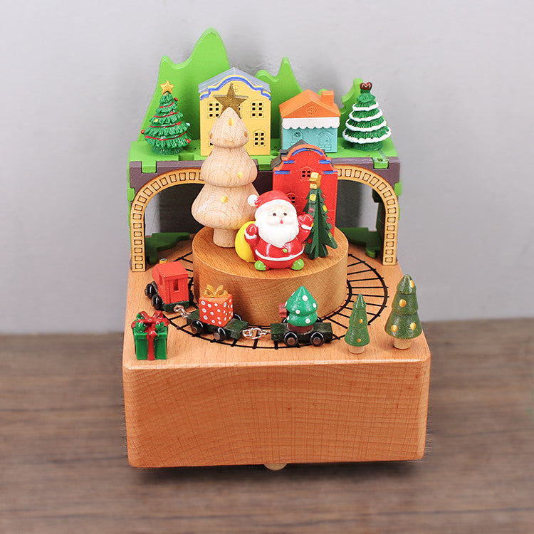 Santa Claus In Forest - Christmas Wooden Handmade Music Box