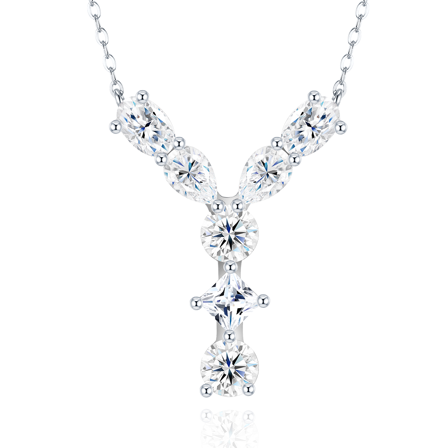Slender Letter Multi-Moissanite Necklace