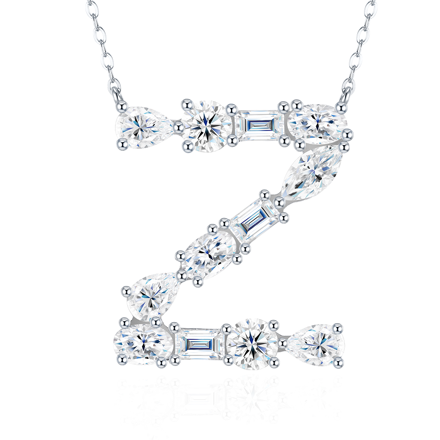 Slender Letter Multi-Moissanite Necklace