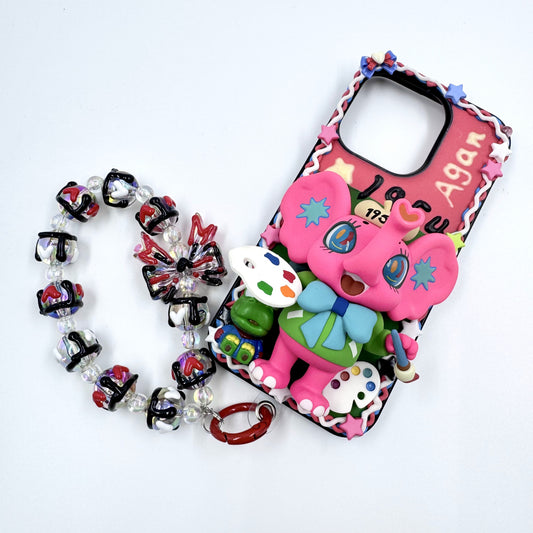 Kosbling handmade agan cream iphone 14 pro phonecase with phonechain