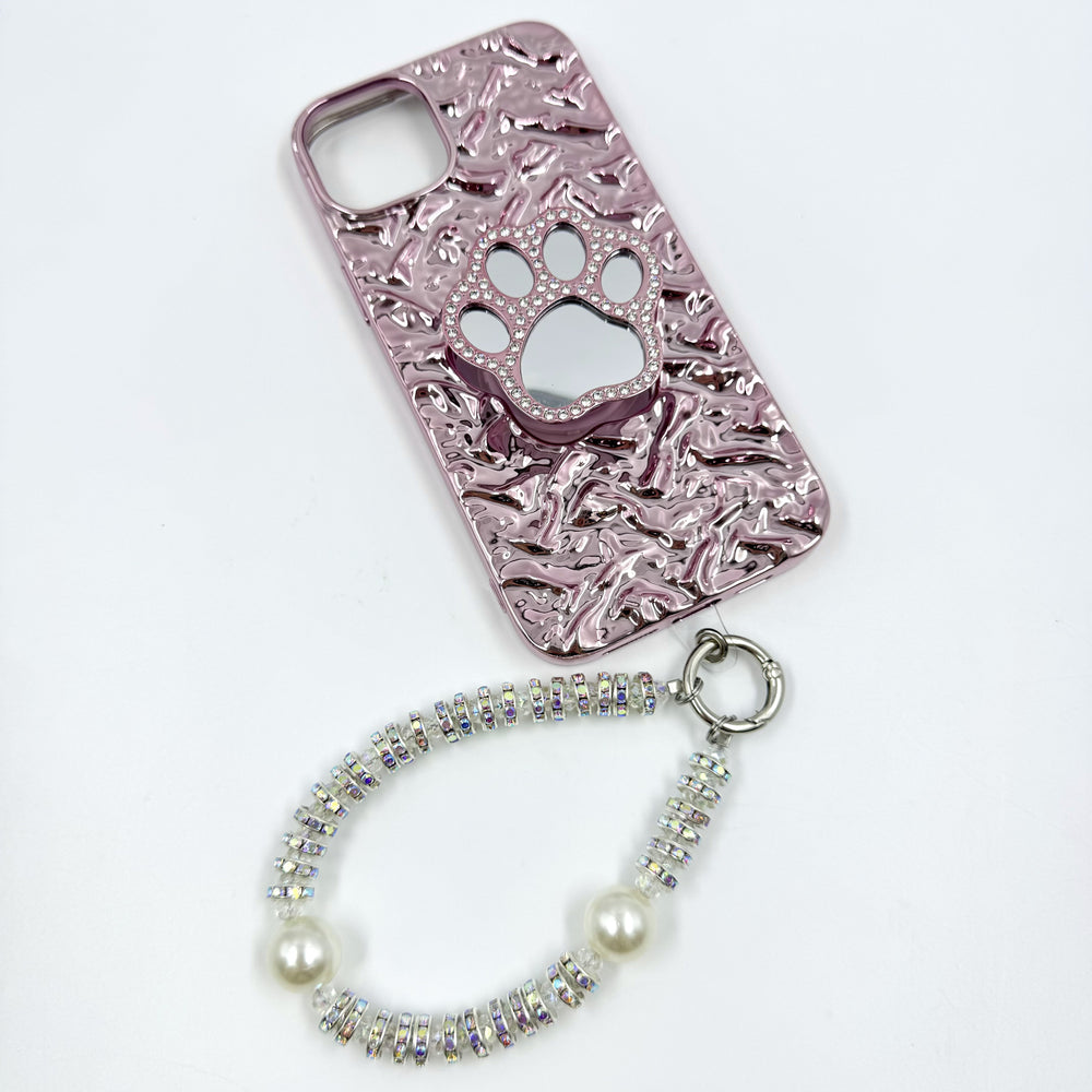 Kosbling pink laser catpaw mirror phonecase with phonechain