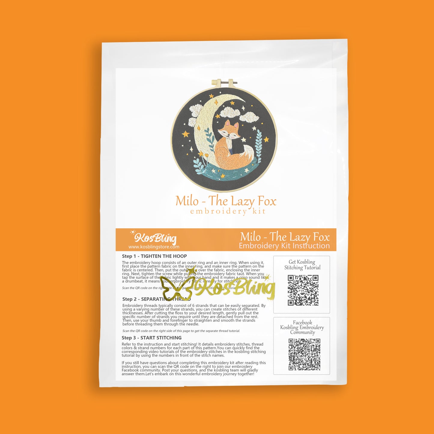 Milo - The Lazy Fox Embroidery Kit