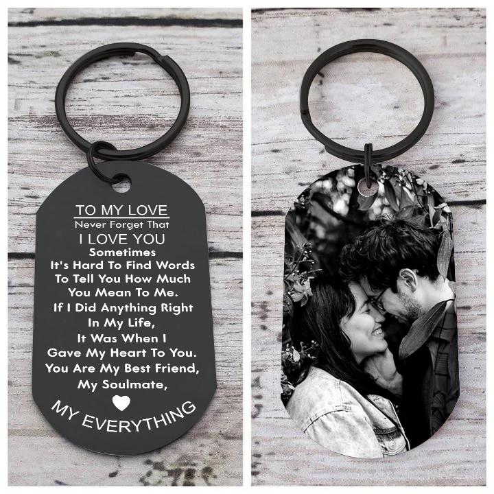 To My Love/Man Couple Keychain Custom Photo Stainless Steel Keyring Kosbling DIY Valentine's Day Gift for Couples