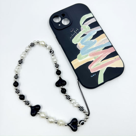 kosbling black graffiti phonecase with phonechain