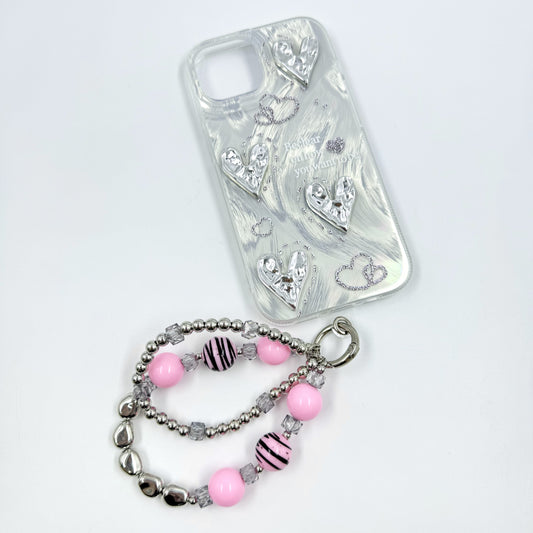 kosbling silver flowing sand gltter phonecase with phonechain