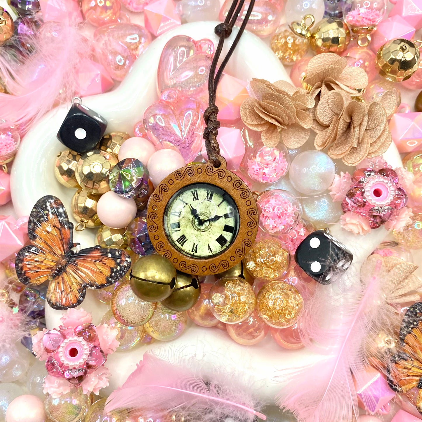 【Buy One Get One Equal Volume For Free】Mechanical Pink Beads Mix for hanging ornament-BD