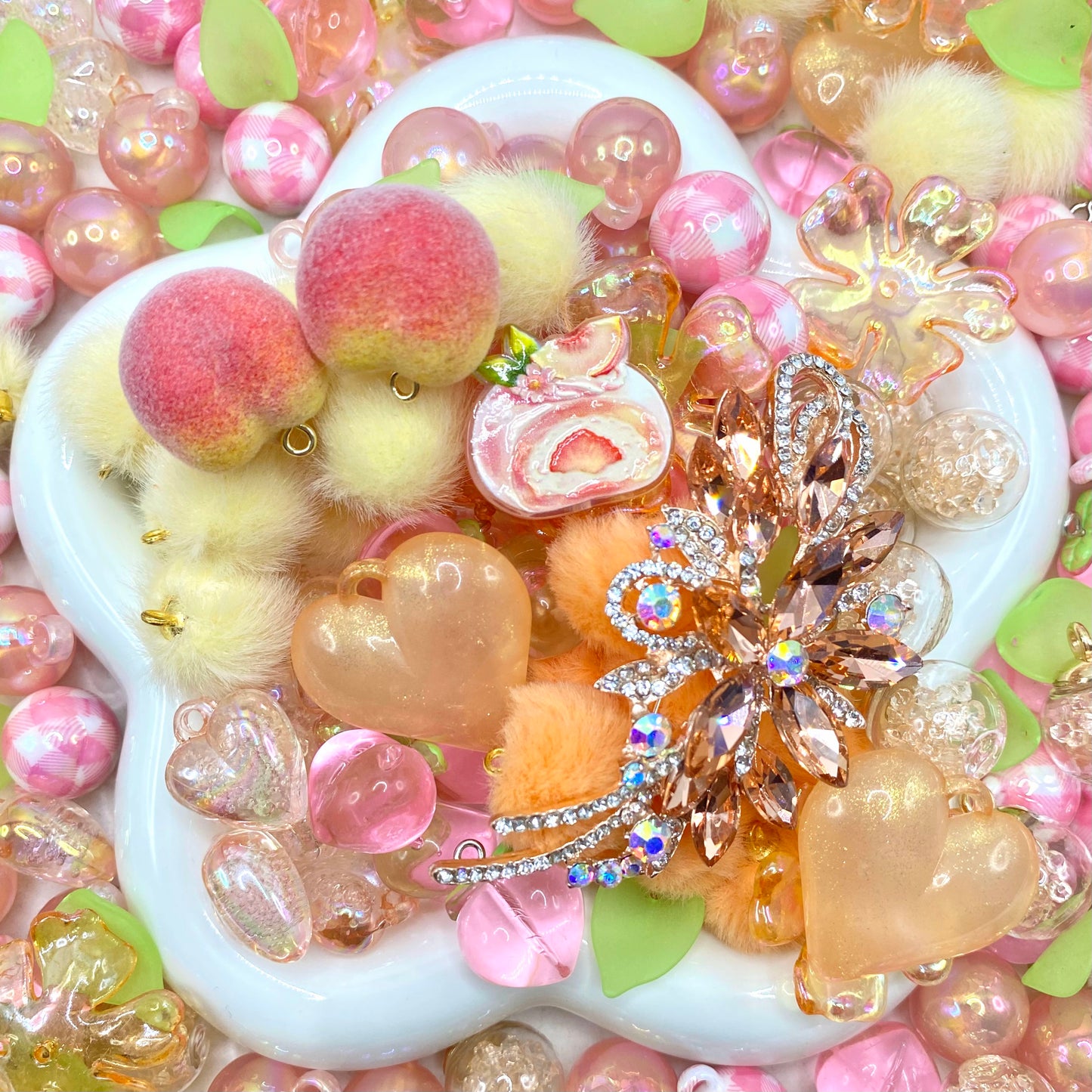 【Buy One Get One Equal Volume For Free】Peach  Beads Mix for hanging ornament-BD