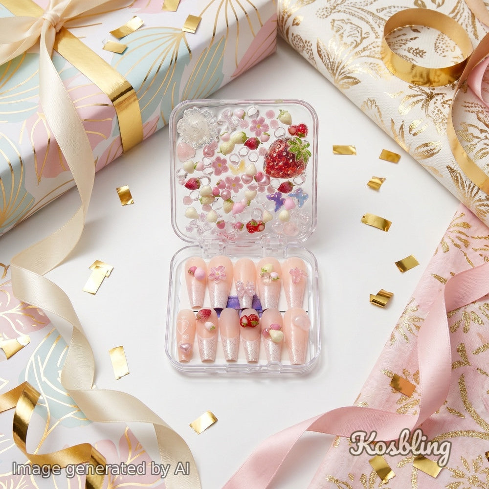 【Buy One Get One Equal Volumn For Free】Strawberry Nail Charm Mix glow(miki)- NailC