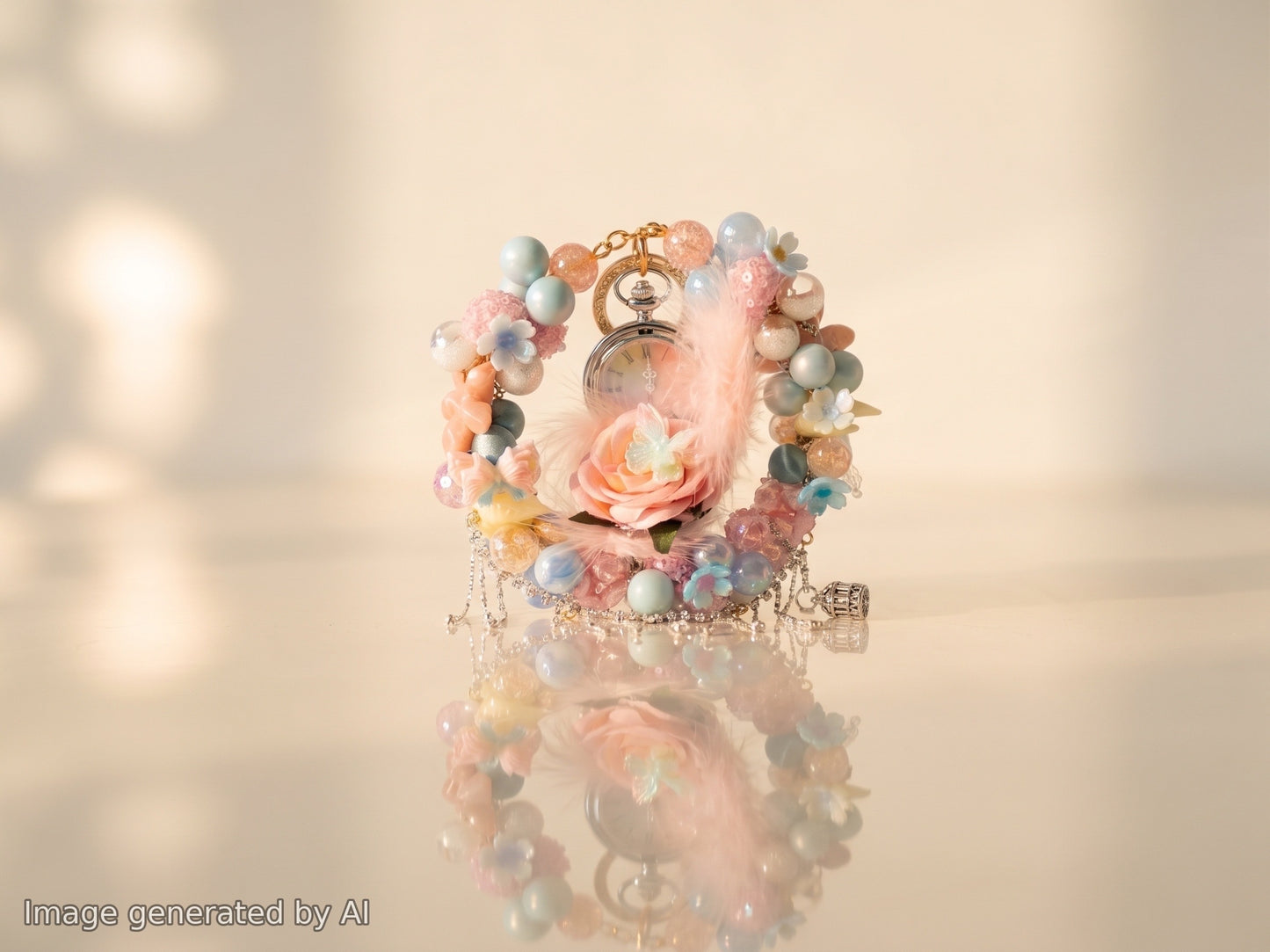【Buy One Get One Equal Volume For Free】Pink Feather Beads Mix for hanging ornament-BD