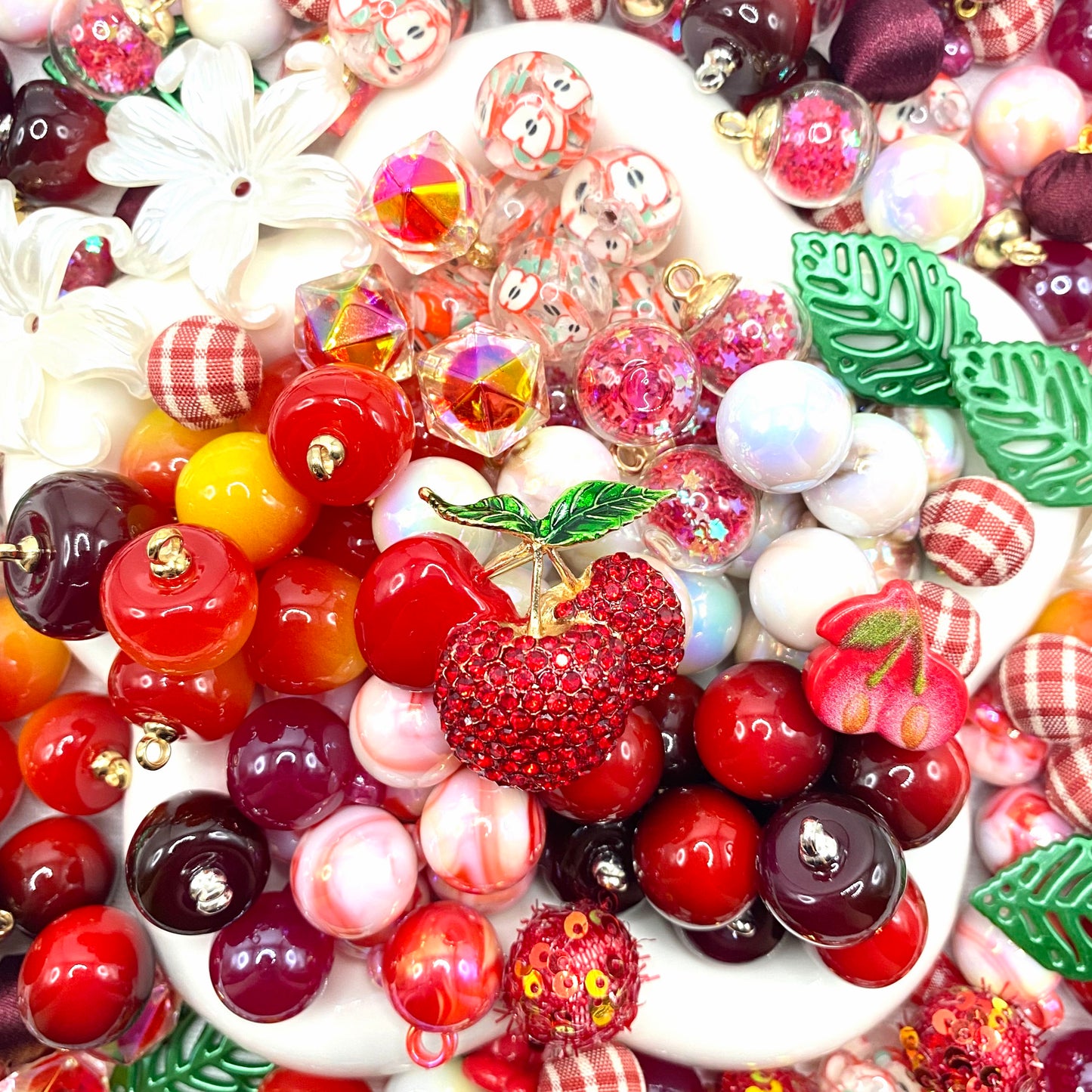 【Buy One Get One Equal Volume For Free】Cherry Beads Mix for hanging ornament-BD