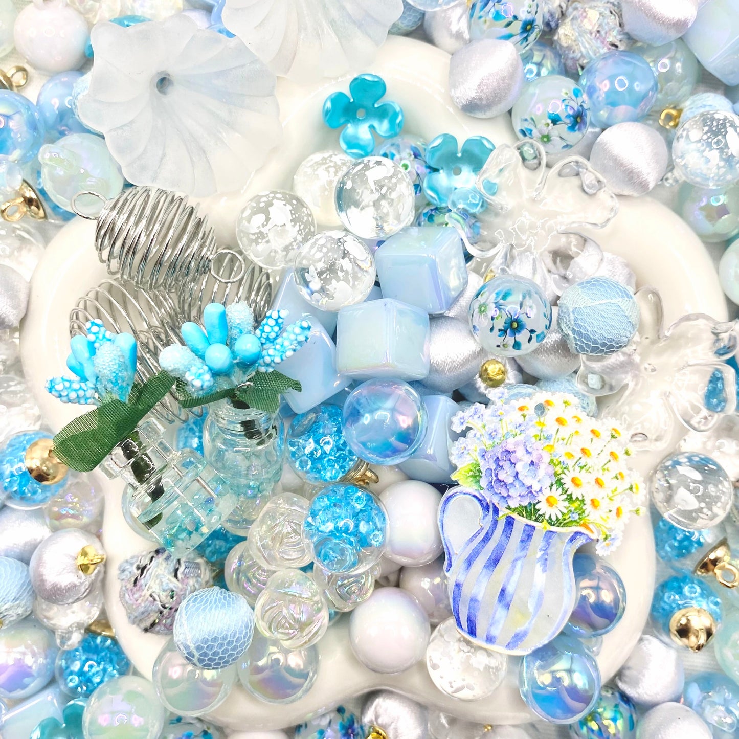 【Buy One Get One Equal Volume For Free】Blue Beads Mix for hanging ornament-BD