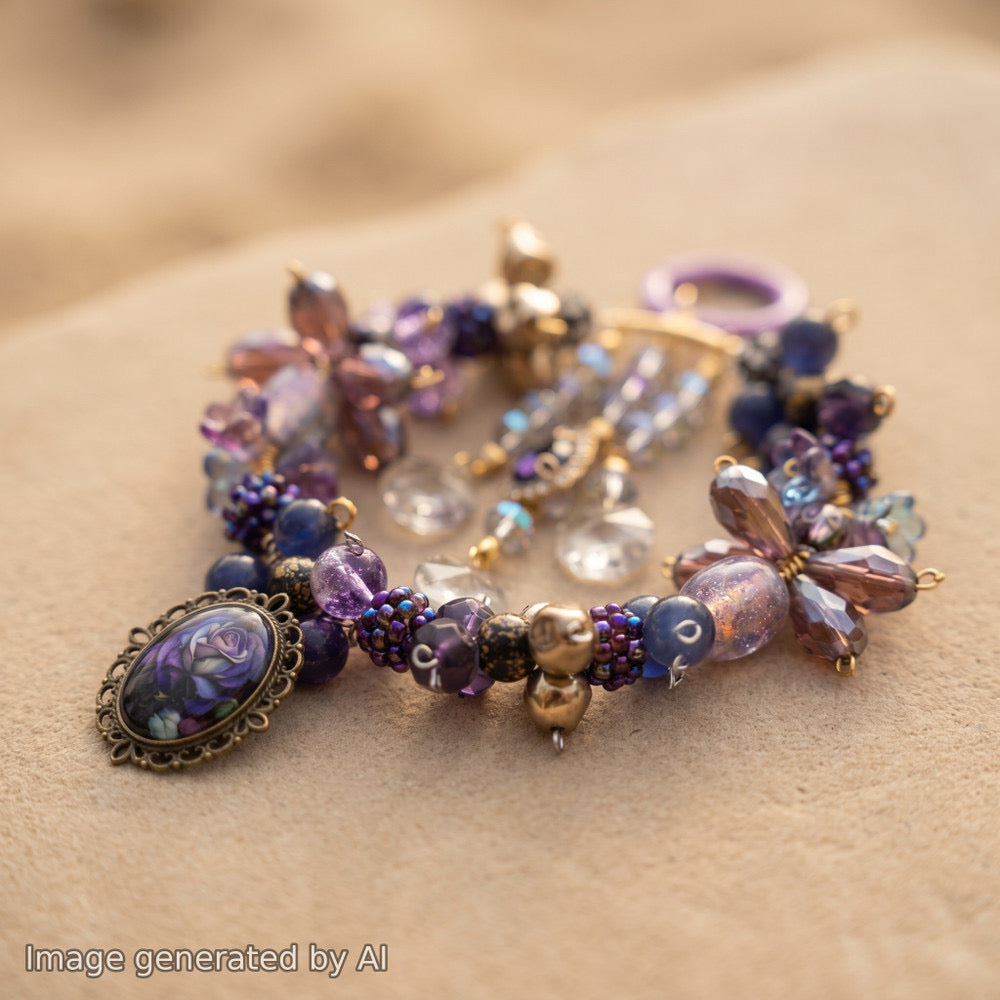 【Buy One Get One Equal Volume For Free】Purple Rose - Beads Mix for Bracelet-BD