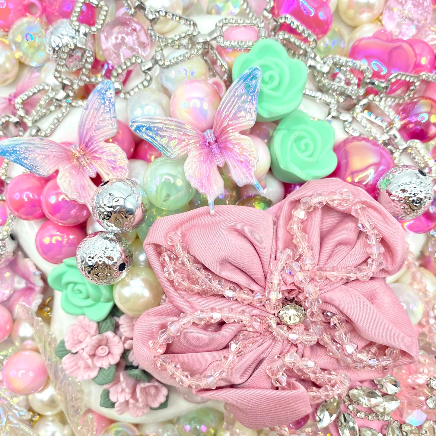 【Buy One Get One Equal Volume For Free】Pink Flower Beads Mix for hanging ornament-BD