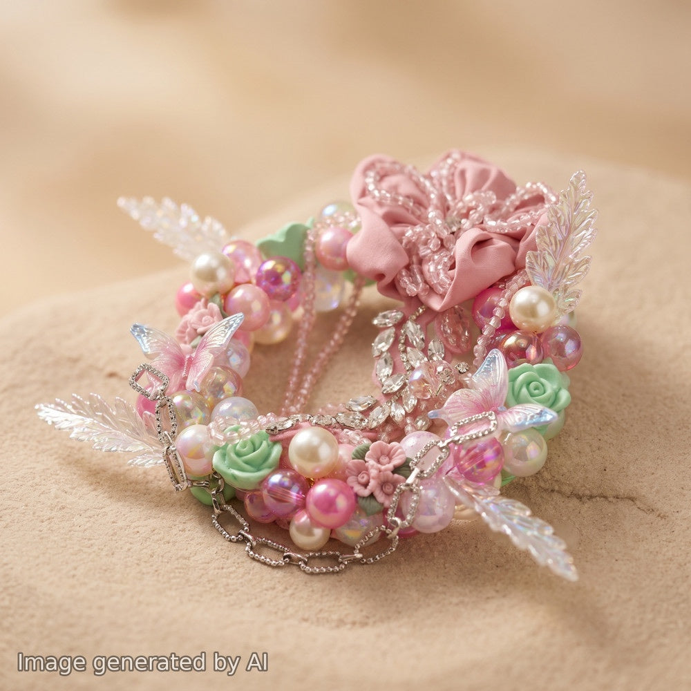 【Buy One Get One Equal Volume For Free】Pink Flower Beads Mix for hanging ornament-BD