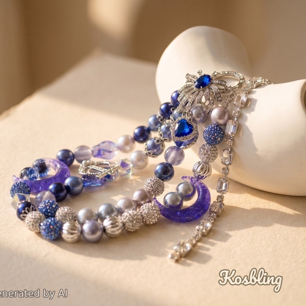 【Buy One Get One Equal Volume For Free】Blue Heart Beads Mix For Keychains(Miki)-BD