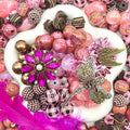 【Buy One Get One Equal Volume For Free】Pink Feather Beads Mix For Keychains(Miki)-BD