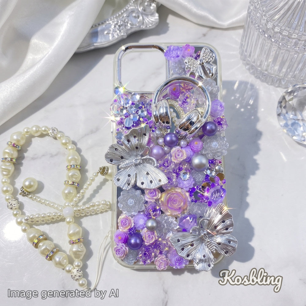 【Buy One Get One Equal Volume For Free】Lavender & Silver Nail Charm Mix glow(miki)- NailC