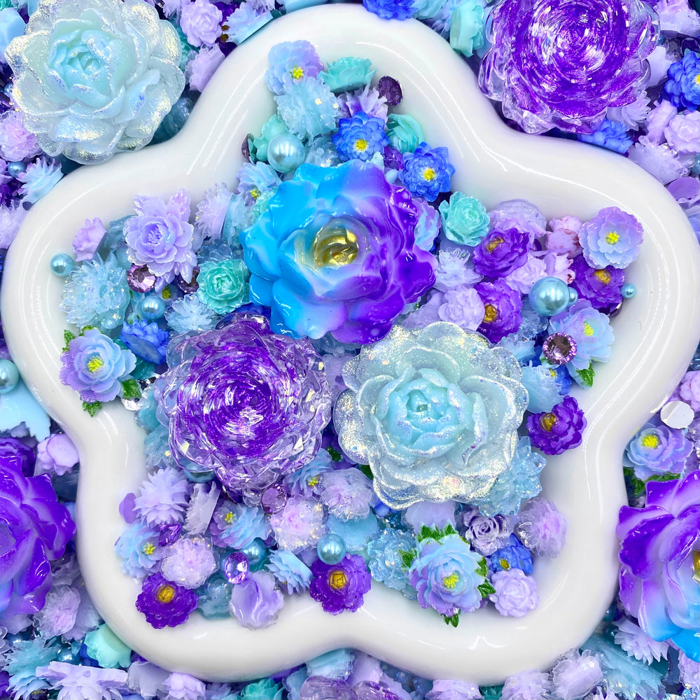 【Buy One Get Equal Volume for Free】Purple & Teal - Nail Charm + Rose Mix-glow(Miki)- FC1