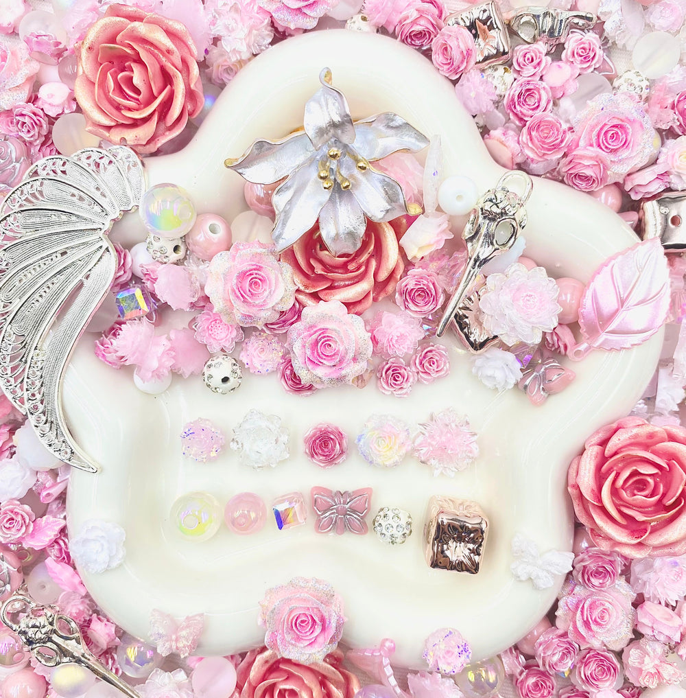 【Buy One Get One Equal Volume For Free】Pink & White Nail & Beads Mix-glow(miki)- NailC