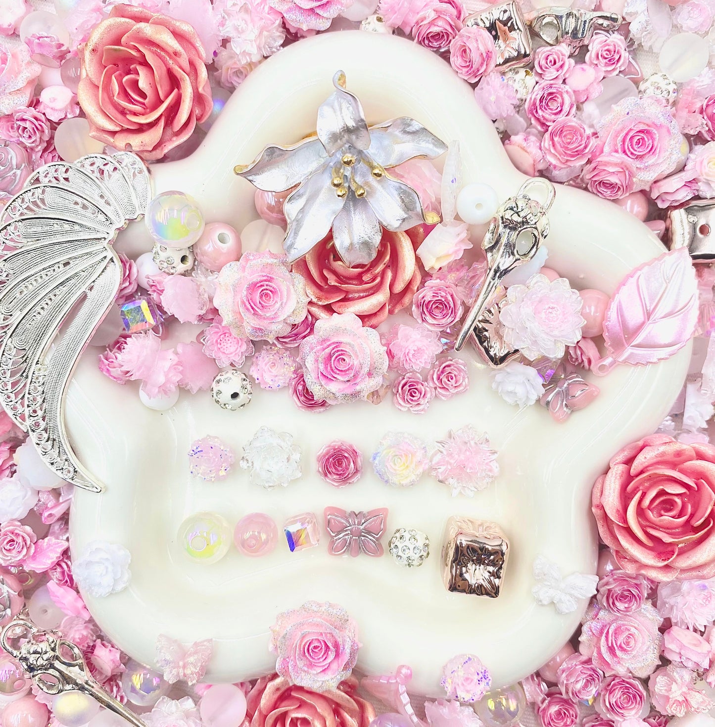 【Buy One Get One Equal Volume For Free】Pink & White Nail & Beads Mix-glow(miki)- NailC