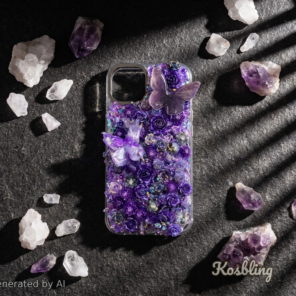 【Buy One Get One Equal Volume For Free】Lavender Butterfly Nail Charm Mix-glow(miki)- NailC