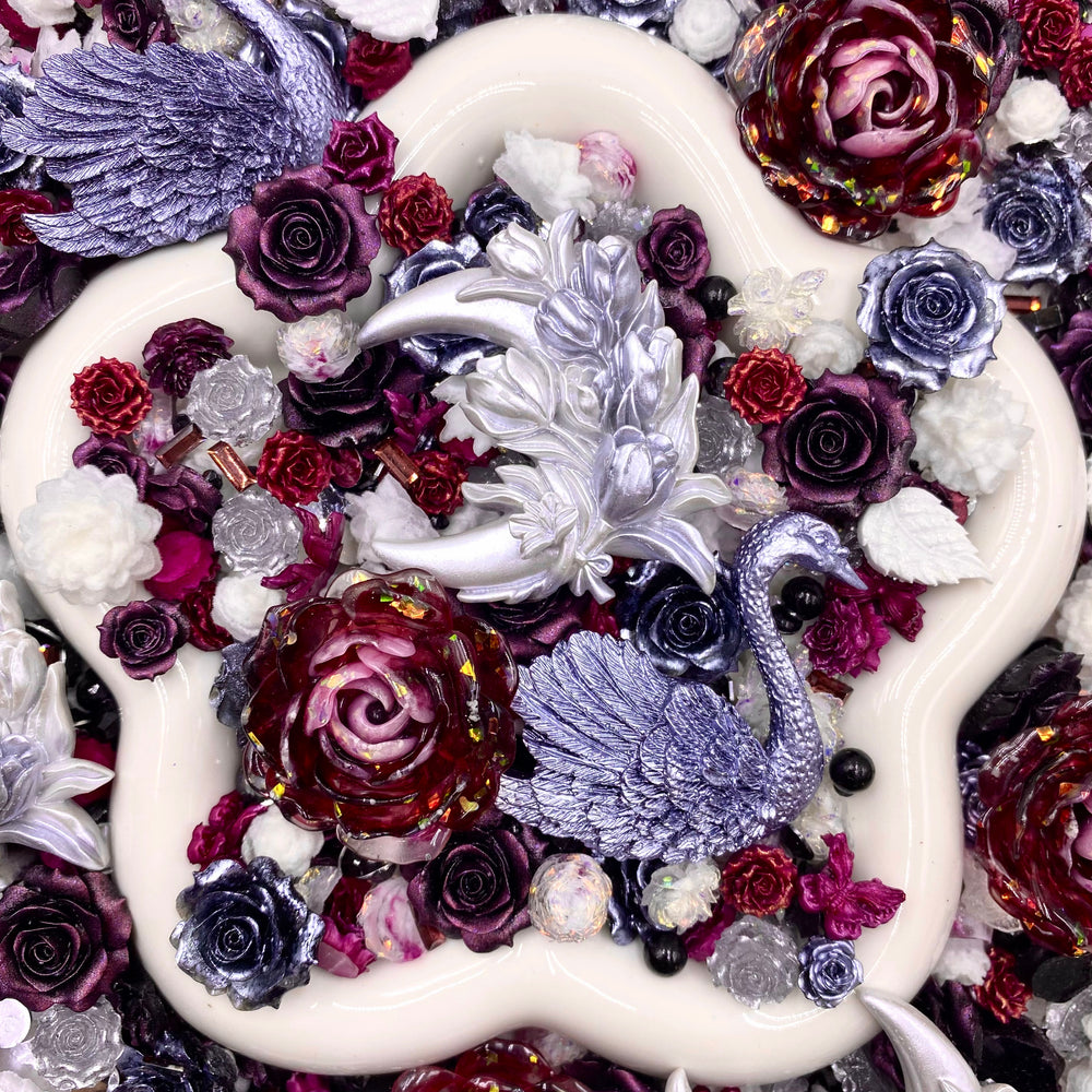【Buy One Get Equal Volume for Free】Silver Moon Nail Charm + Rose Mix-glow(Miki)- FC1