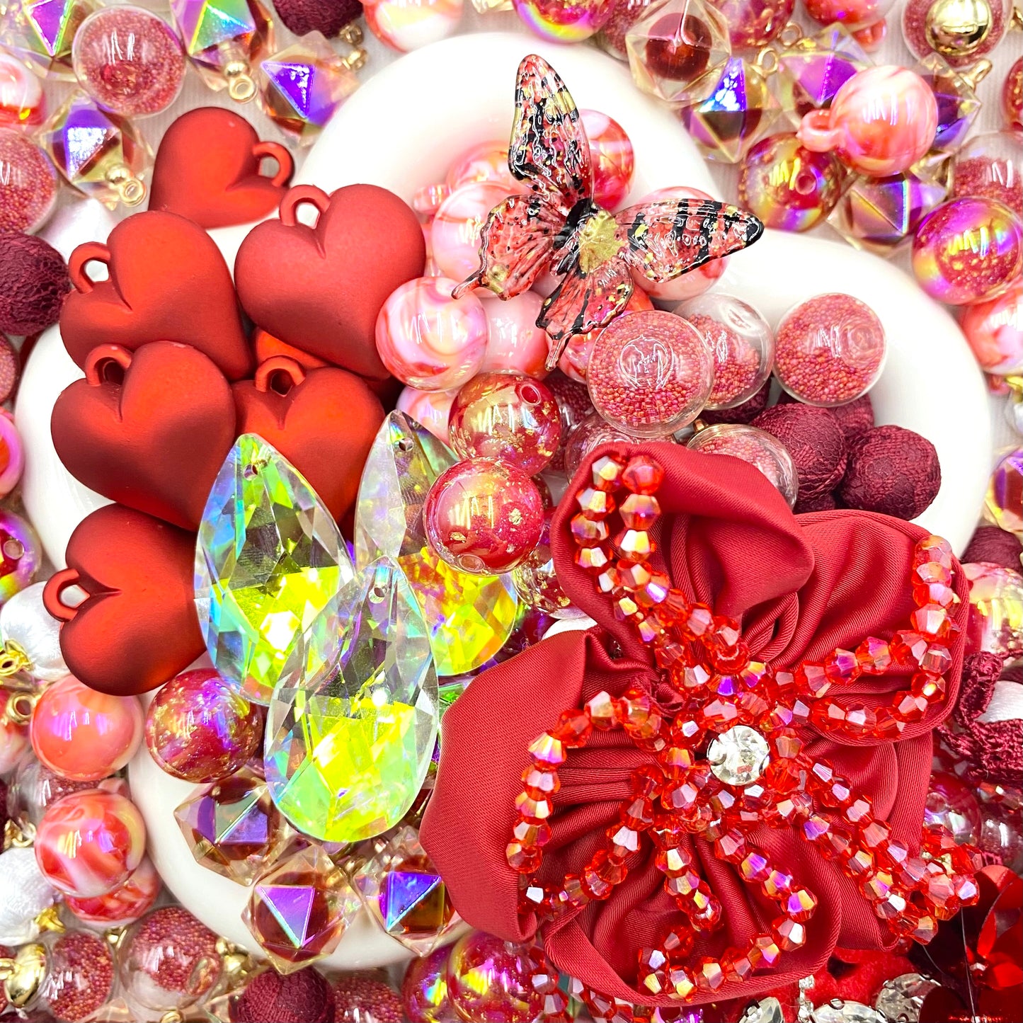 【Buy One Get One Equal Volume For Free】Red Beads Mix for hanging ornament-BD
