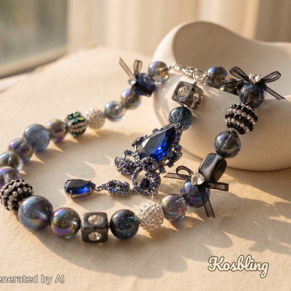 【Buy One Get One Equal Volume For Free】Royal Blue Beads Mix For Keychains(Miki)-BD