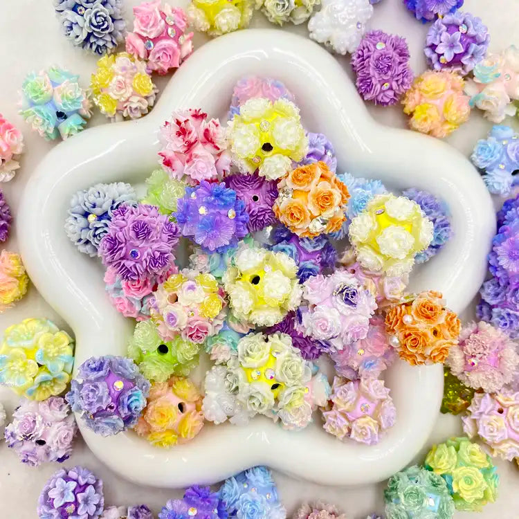 Ball-flower Beads Mix For Keychain/ jewelry making -BD