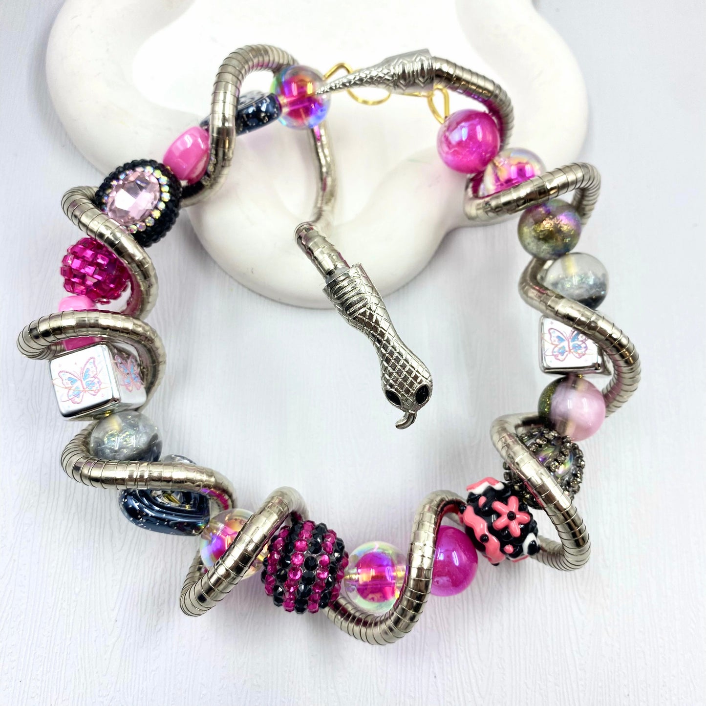 Pink Venom  - Beads Mix For Keychian Making(Miki)-BD