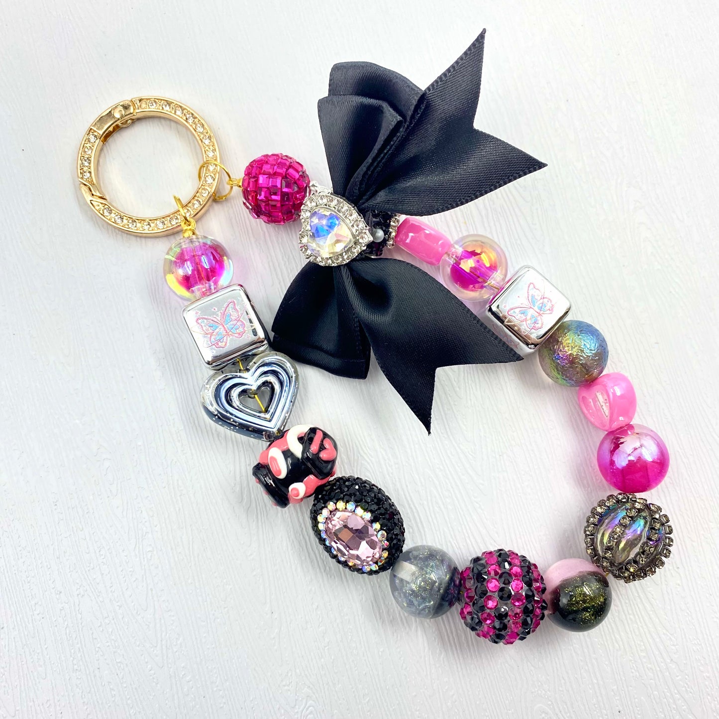 Pink Venom  - Beads Mix For Keychian Making(Miki)-BD