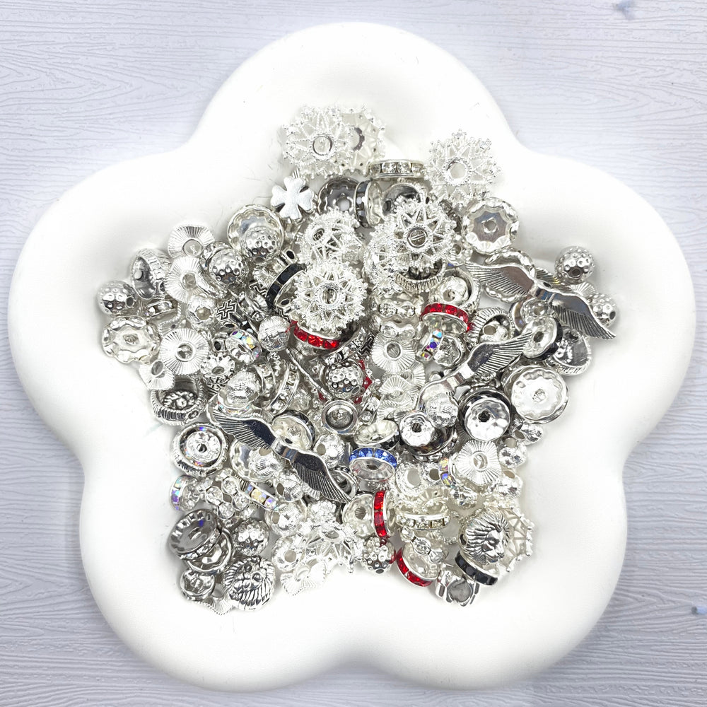 Silver Party- Plated Spacer Beads-Beads for Bracelet Necklace Making-BD