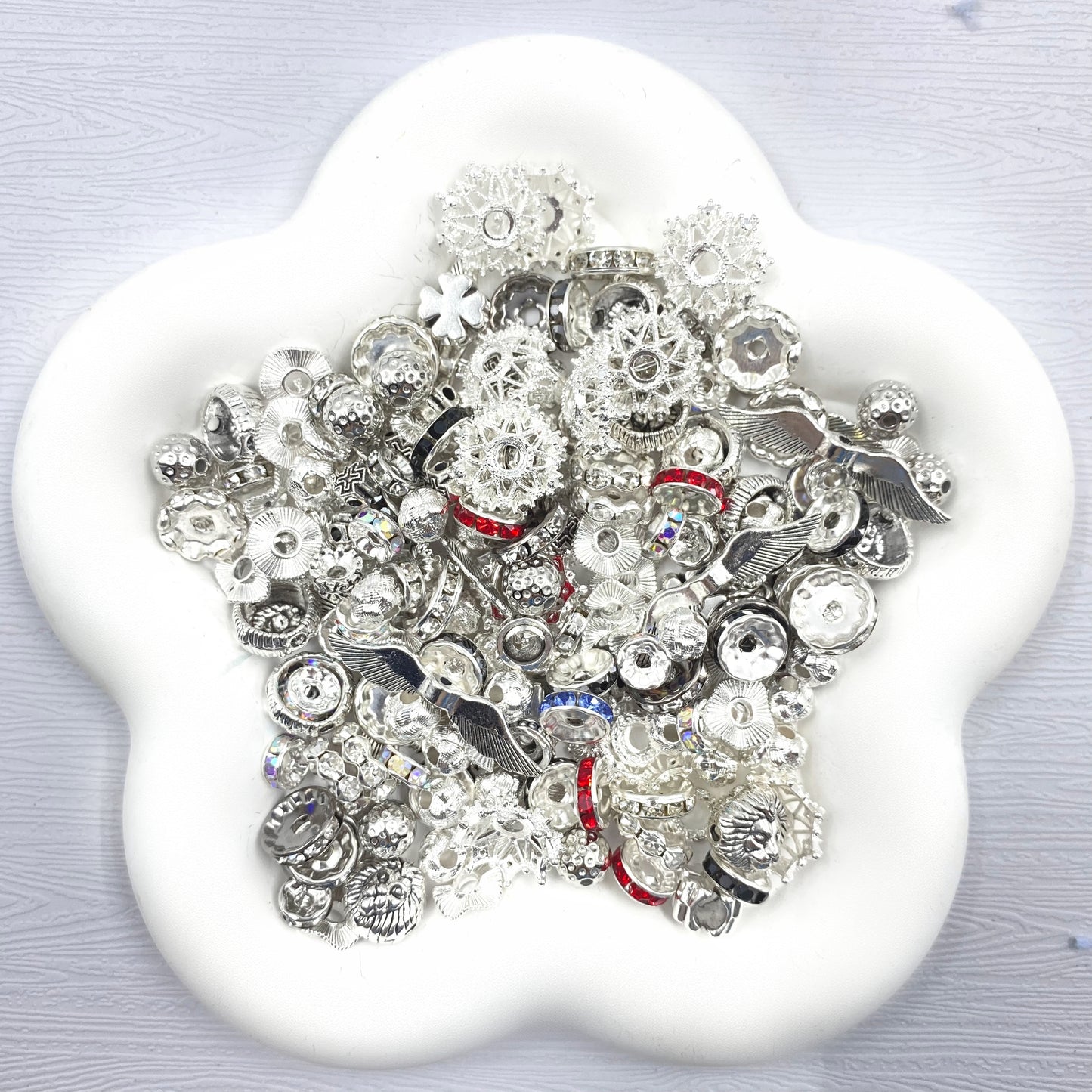 Silver Party- Plated Spacer Beads-Beads for Bracelet Necklace Making-BD