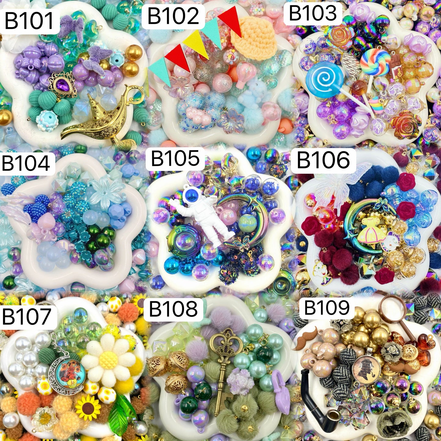 16mm Car Hanger/Ornament Making Beads Mix – 16mm Beads with Hooks, Acrylic/Resin/Glass Beads