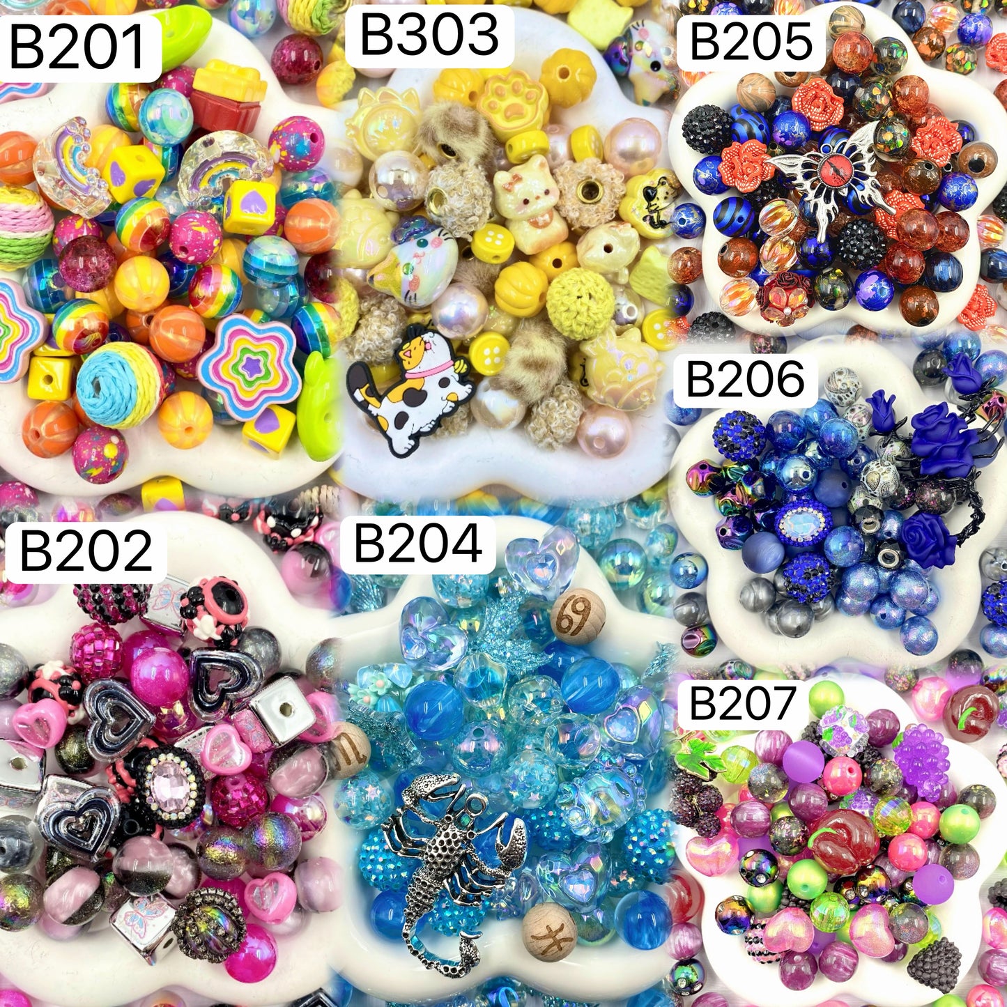 16mm Keychain/Pen Making DIY Beads Mix – 16/20mm Silicone, Resin & Acrylic Beads
