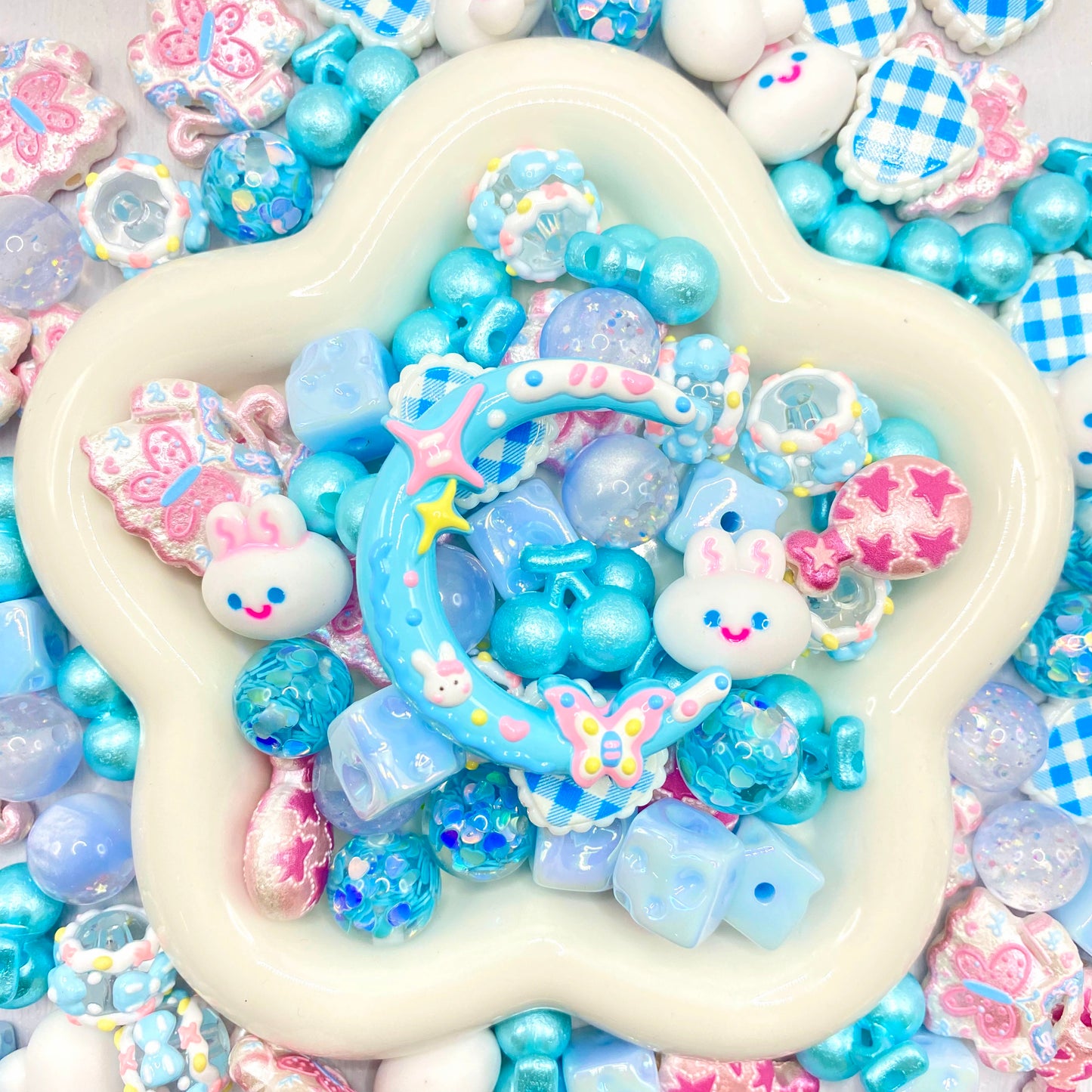 Blue Moon Bunny Beads Mix For Keychains(Miki)-BD