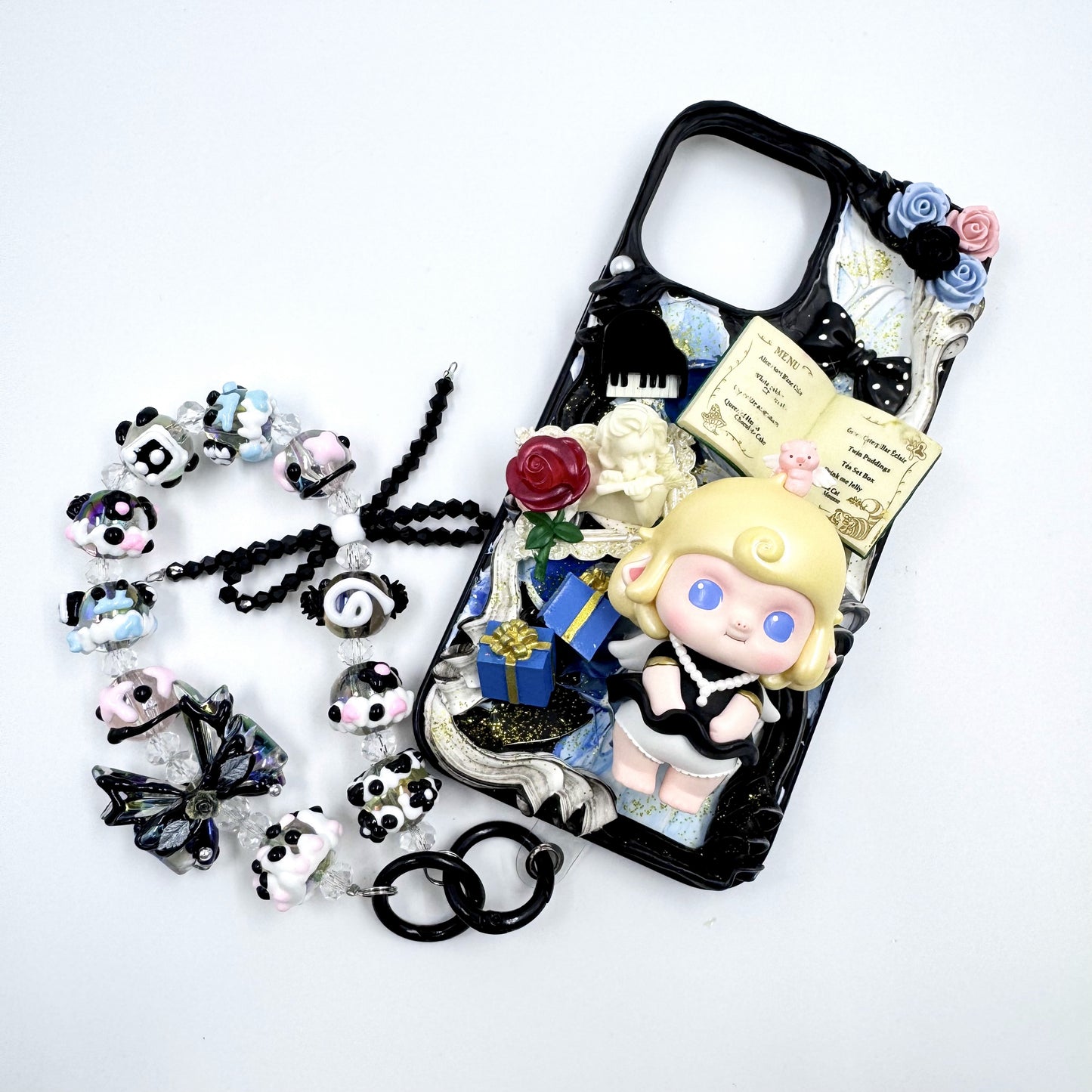 Kosbling handmade Minico cream iphone 13 promax phonecase with phonechain