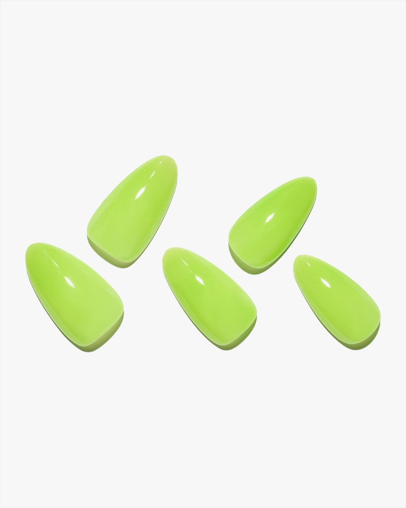 24 pieces(Kosbling Nail Solid Color Almond Series)Bright Green(Handmade) -PN