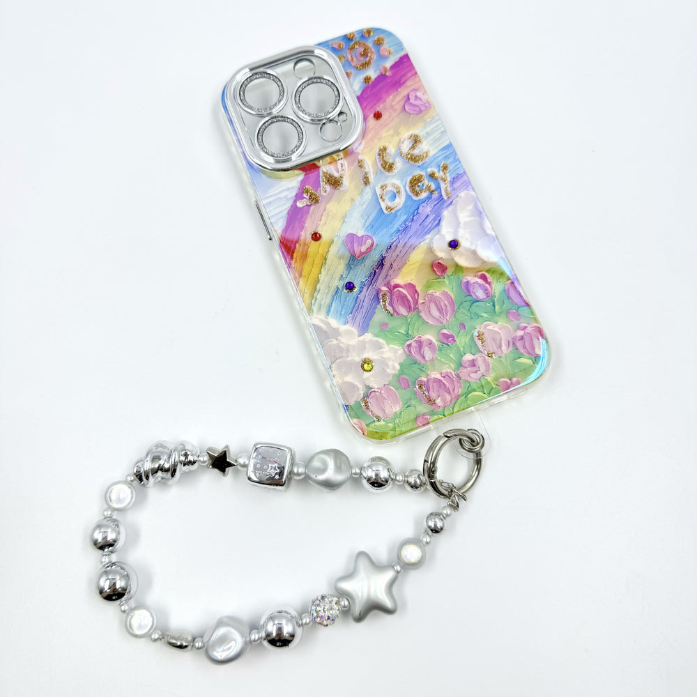 Kosbling rainbow color oilpaint graffiti print phonecase with phonechain