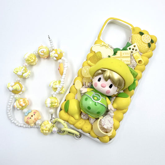 Kosbling handmade cream sweetbean iphone 13 promax phonecase with phonechain