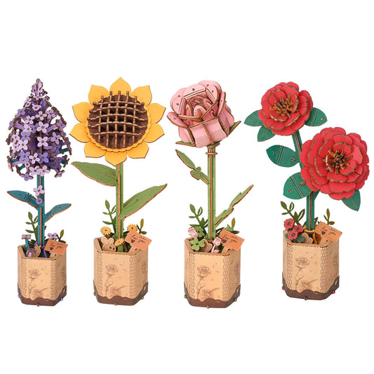 3D Flower Wooden Puzzles - For Home Decor Or Gift