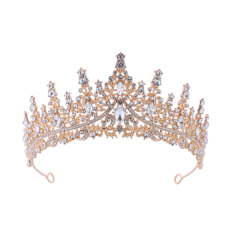 KOSBLING Gold and White Diamond Crown Alloy Rhinestone Hair Accessory(Accessories)-HO1