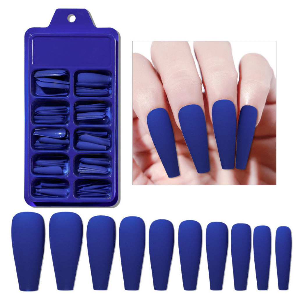 100pcs Colored Matte Nail Tips - Long Length Coffin Shape